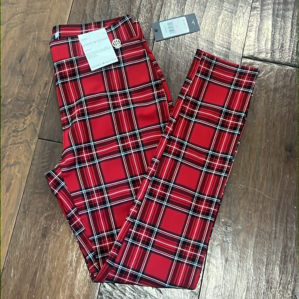 Tommy Hilfiger Women Holiday Preppy Red Plaid Legging Pants 6